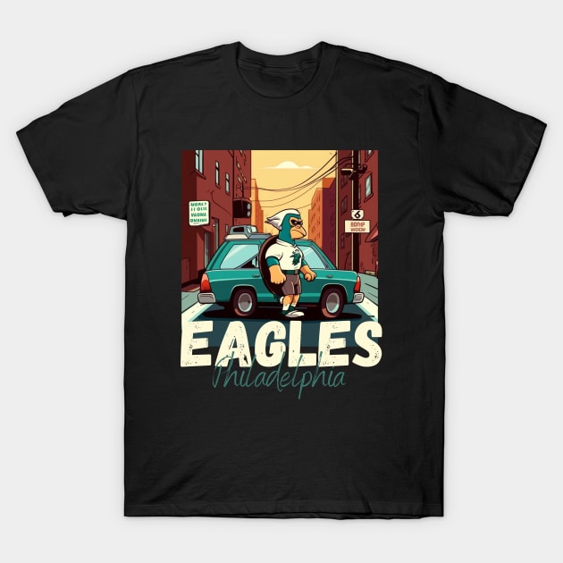 Philadelphia eagles football player graphic design cartoon style beautiful artwork T-Shirt by Nasromaystro